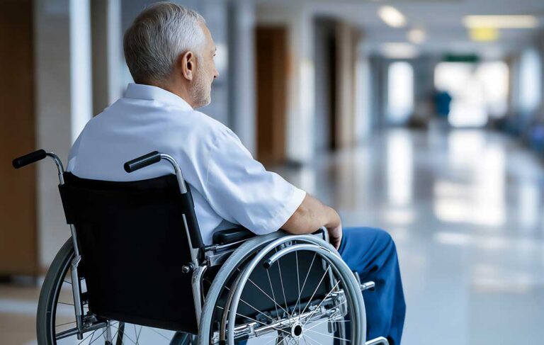 Caregiver reviews a personalized care plan with an older resident at a bright assisted living table.